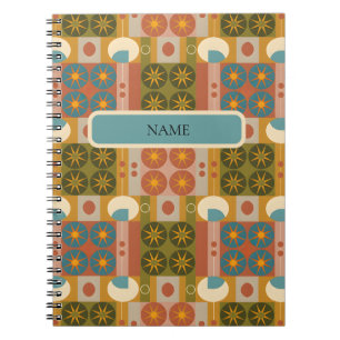 Mid-Century  Geometry, Retro Seamless Pattern Notebook