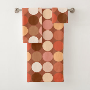 Mid-Century Giant Dots, Chocolate Brown and Tan Bath Towel Set