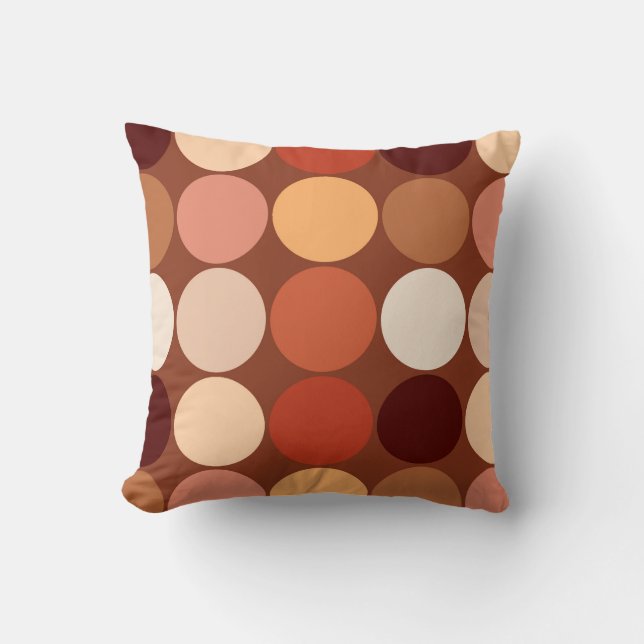 Mid-Century Giant Dots, Chocolate Brown & Tan Throw Pillow (Front)
