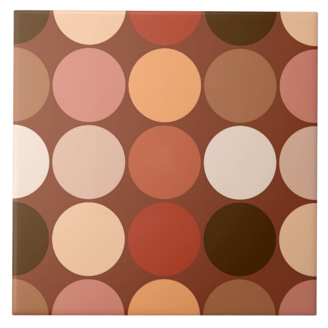 Mid-Century Giant Dots, Chocolate Brown & Tan Tile (Front)