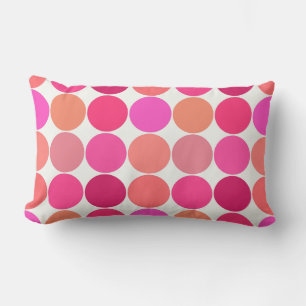 Mid-Century Giant Dots, Fuchsia Pink and Coral Lumbar Pillow