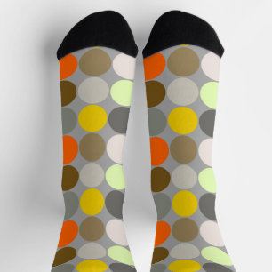 Mid-Century Giant Dots, Gray, Gold and Orange Socks