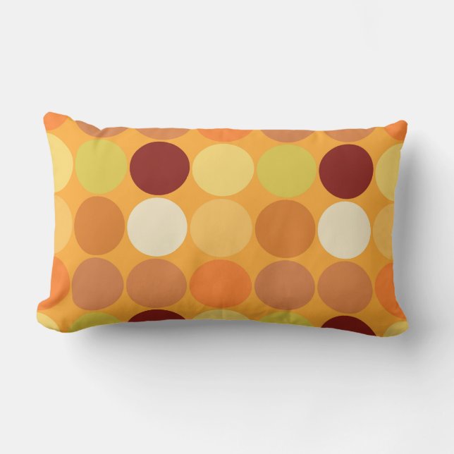 Mid-Century Giant Dots, Mustard Gold and Brown Lumbar Pillow (Front)