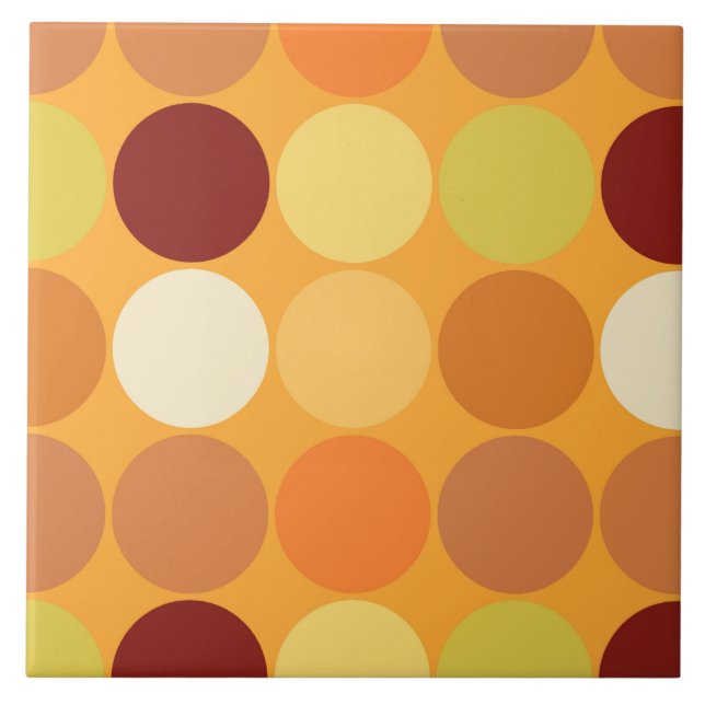 Mid-Century Giant Dots, Mustard Gold and Brown Tile (Front)