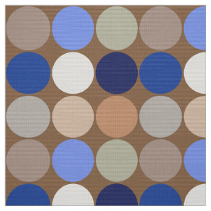 Mid-Century Giant Dots, Taupe, Beige and Blue Fabric