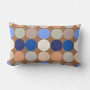 Mid-Century Giant Dots, Taupe, Beige and Blue Lumbar Pillow