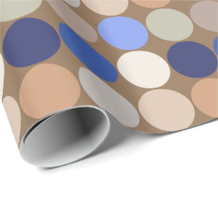 Mid-Century Giant Dots, Taupe, Beige and Blue Wrapping Paper