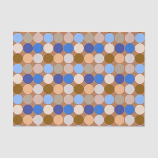 Mid-Century Giant Dots, Taupe Tan, Beige and Blue Tissue Paper (Front)