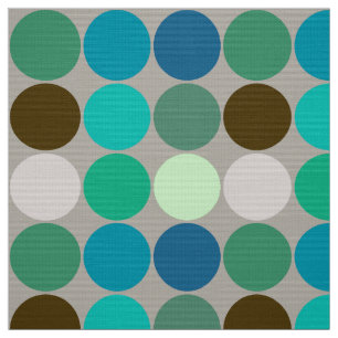 Mid-Century Giant Dots, Turquoise and Grey Fabric