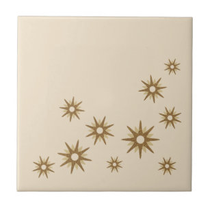 Mid-Century Gold Starburst Design Tile