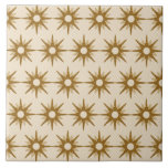 Mid-Century Gold Starburst Pattern Large Tile<br><div class="desc">Mid-century modern inspired design featuring vintage pattern of retro gold starbursts on a beige background. Simple, clean modern design. Create your own custom pattern by uploading a new image, or use the "message" button to contact the designer for help. To create your own patterned design: 1. Select personalize this template....</div>