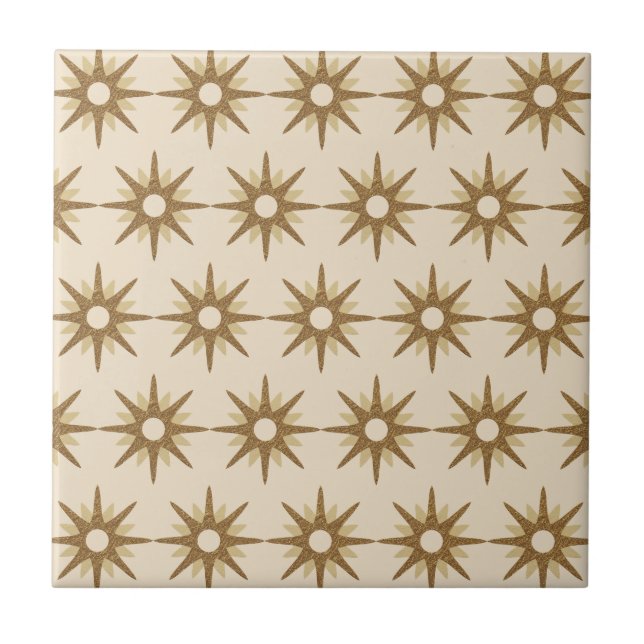 Mid-Century Gold Starburst Pattern Tile (Front)