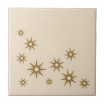 Mid-Century Gold Starbursts Tile<br><div class="desc">Mid-century modern inspired design featuring vintage retro gold starbursts in an organic design on a beige background. Simple,  clean modern design.</div>