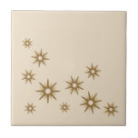 Mid-Century Gold Starbursts Tile<br><div class="desc">Mid-century modern inspired design featuring vintage retro gold starbursts in an organic design on a beige background. Simple, clean modern design.</div>