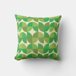 Mid Century Green Abstract Shapes  Throw Pillow