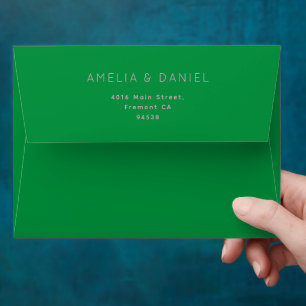 Mid Century Green Pink Geometric Wedding Envelope