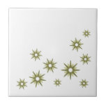 Mid-Century Green Starburst Design Tile<br><div class="desc">Mid-century modern inspired design featuring vintage retro green starbursts in an organic design on a white background. Simple,  clean modern design.</div>