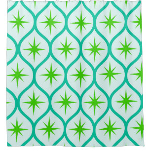 Mid Century Green Starbursts on Ovals Pattern 