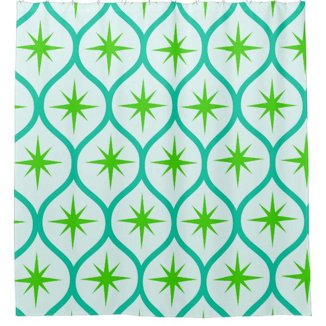 Mid Century Green Starbursts on Ovals Pattern  (Front)