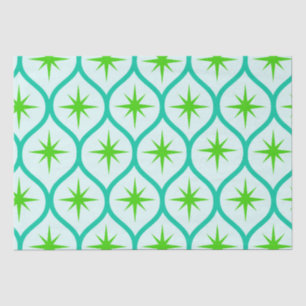 Mid Century Green Starbursts on Ovals Pattern  Tissue Paper