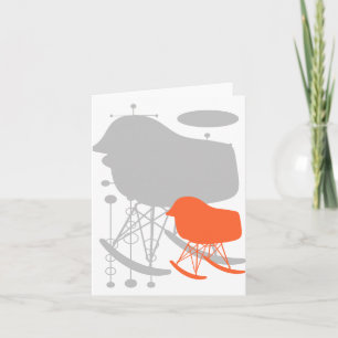 Mid-Century Grey Coral Chair Silhouette Note Card