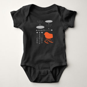 Mid-Century Grey Pattern Chair Silhouette Baby Bodysuit