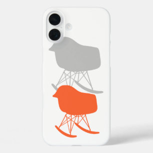 Mid-Century Grey Pattern Chair Silhouette iPhone 16 Plus Case