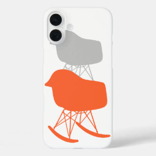 Mid-Century Grey Pattern Chair Silhouette iPhone 16 Plus Case