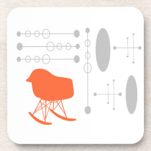 Mid-Century Grey Pattern Chair Silhouette Coaster