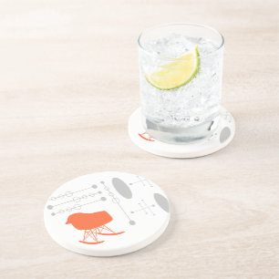 Mid-Century Grey Pattern Chair Silhouette Coaster