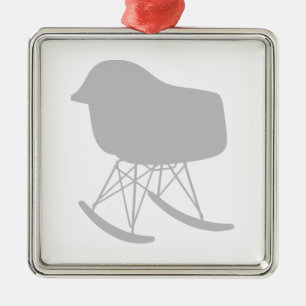 Mid-Century Grey Pattern Chair Silhouette Metal Ornament