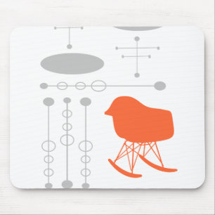 Mid-Century Grey Pattern Chair Silhouette Mouse Pad