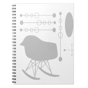 Mid-Century Grey Pattern Chair Silhouette Notebook