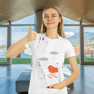 Mid-Century Grey Pattern Chair Silhouette Standard Apron