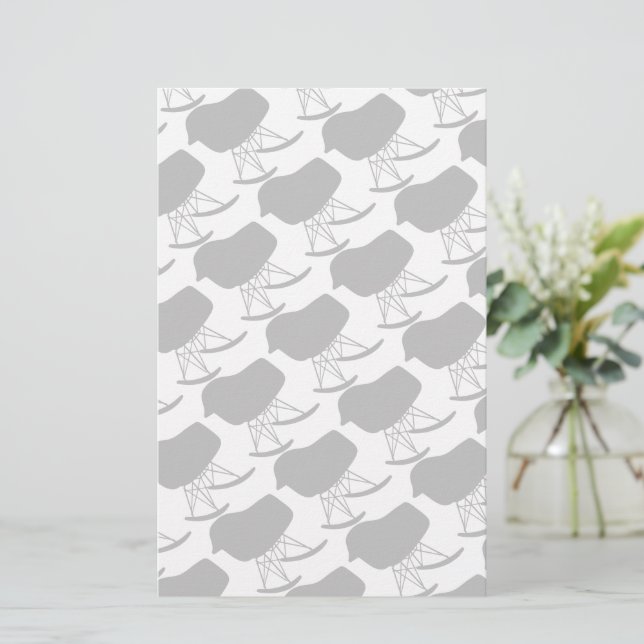 Mid-Century Grey Pattern Chair Silhouette Stationery (Standing Front)