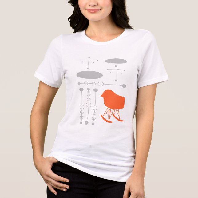 Mid-Century Grey Pattern Chair Silhouette Tri-Blend Shirt (Front)