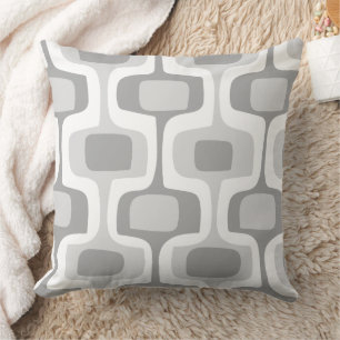 Mid-Century Grey Yellow Connect Box Retro Pattern Throw Pillow