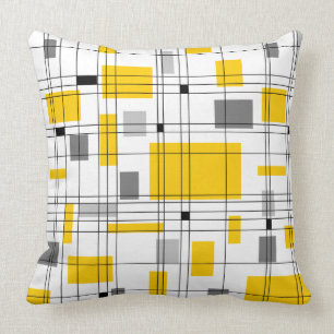 Mid Century Grid Throw Pillow