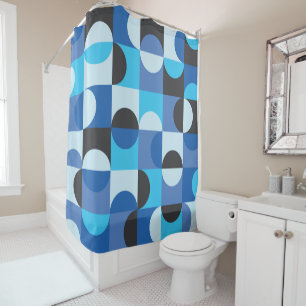 Mid Century Half circles Blue Turqouise Black