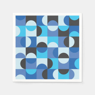 Mid Century Half circles Blue Turqouise Black Napkin