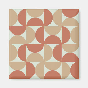 Mid Century Half Circles in Tan and Terracotta Magnet