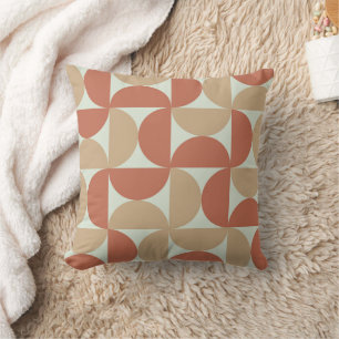 Mid Century Half Circles in Tan and Terracotta  Throw Pillow