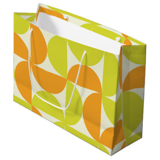 Mid Century Half Circles Orange and Yellow Large Gift Bag