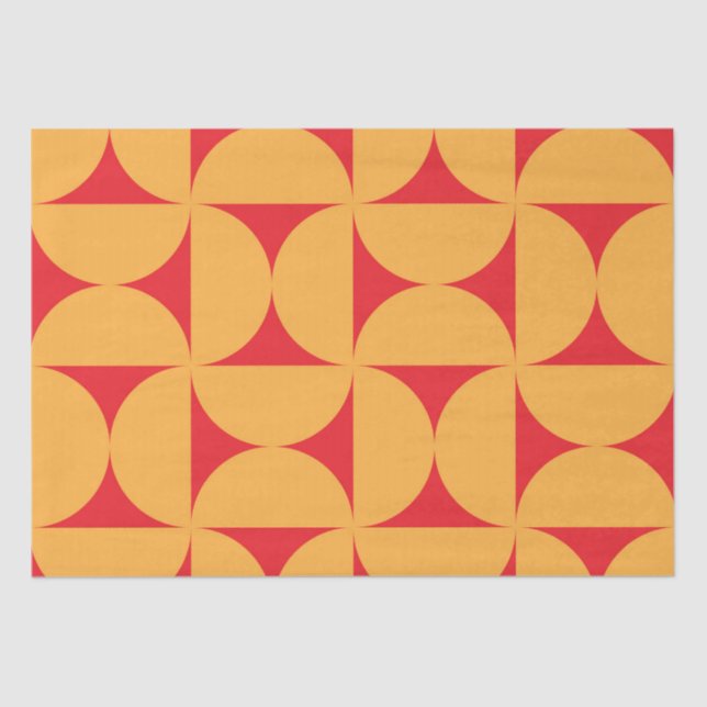Mid Century Half circles pattern in orange and red Tissue Paper (Front)