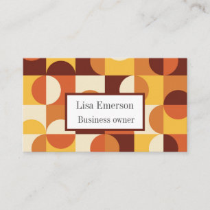 Mid Century Half Circles Yellow Orange Custom Business Card