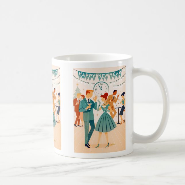 Mid Century Happy New Year The Martini Dance Coffee Mug (Right)