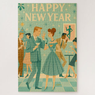 Mid Century Happy New Year The Martini Dance Jigsaw Puzzle