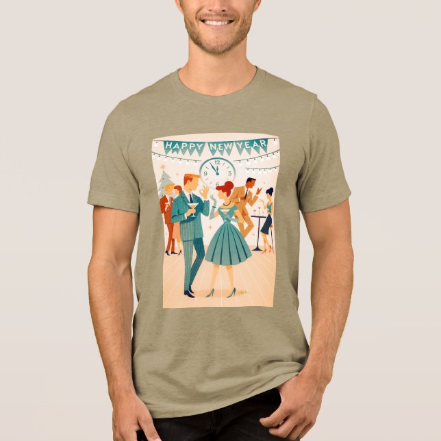 Mid Century Happy New Year The Martini Dance Tri-Blend Shirt (Front)