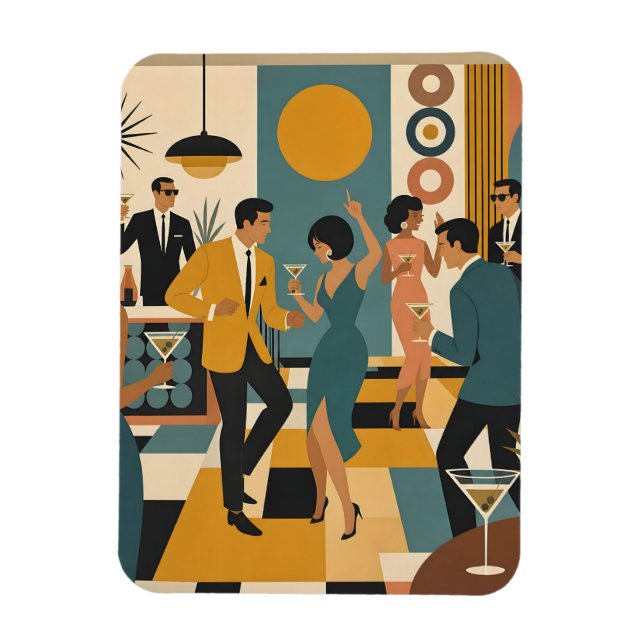 Mid Century Hip Martini Dance Party Magnet (Vertical)