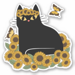 Mid Century hippie black cat